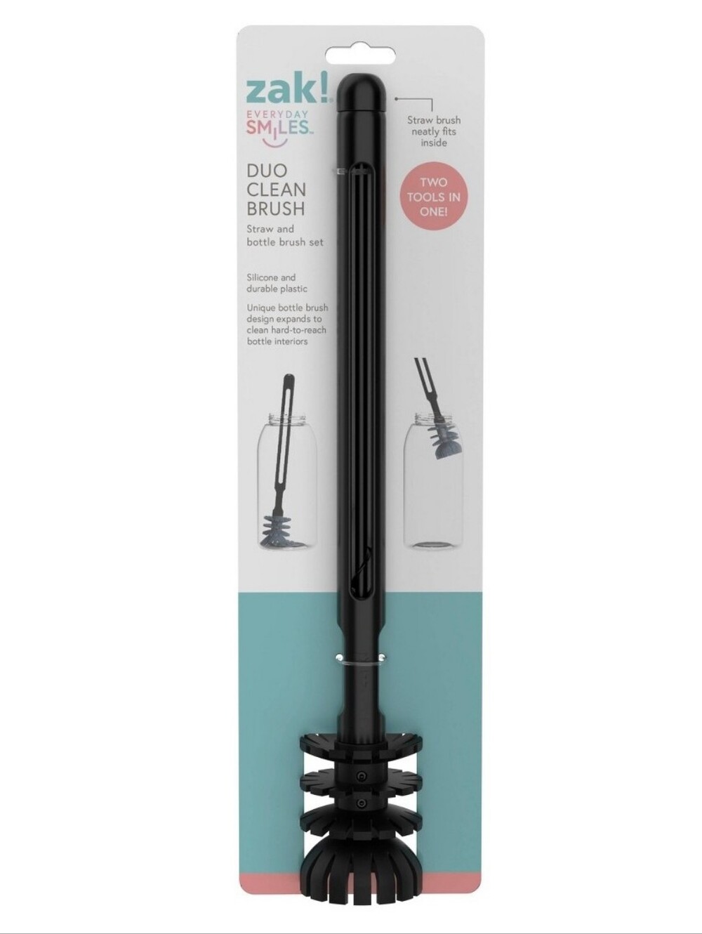Zak Designs 2pc Duo Clean Bottle Brush Set - Black